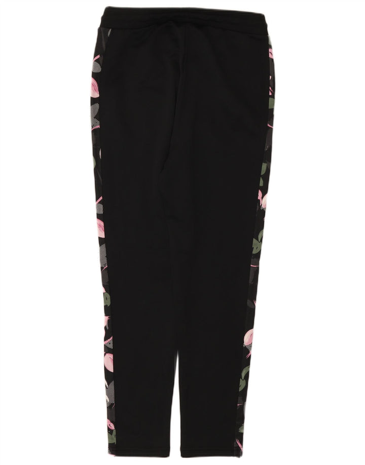 Calça de treino feminina Puma UK 10 pequena preta floral poliéster
