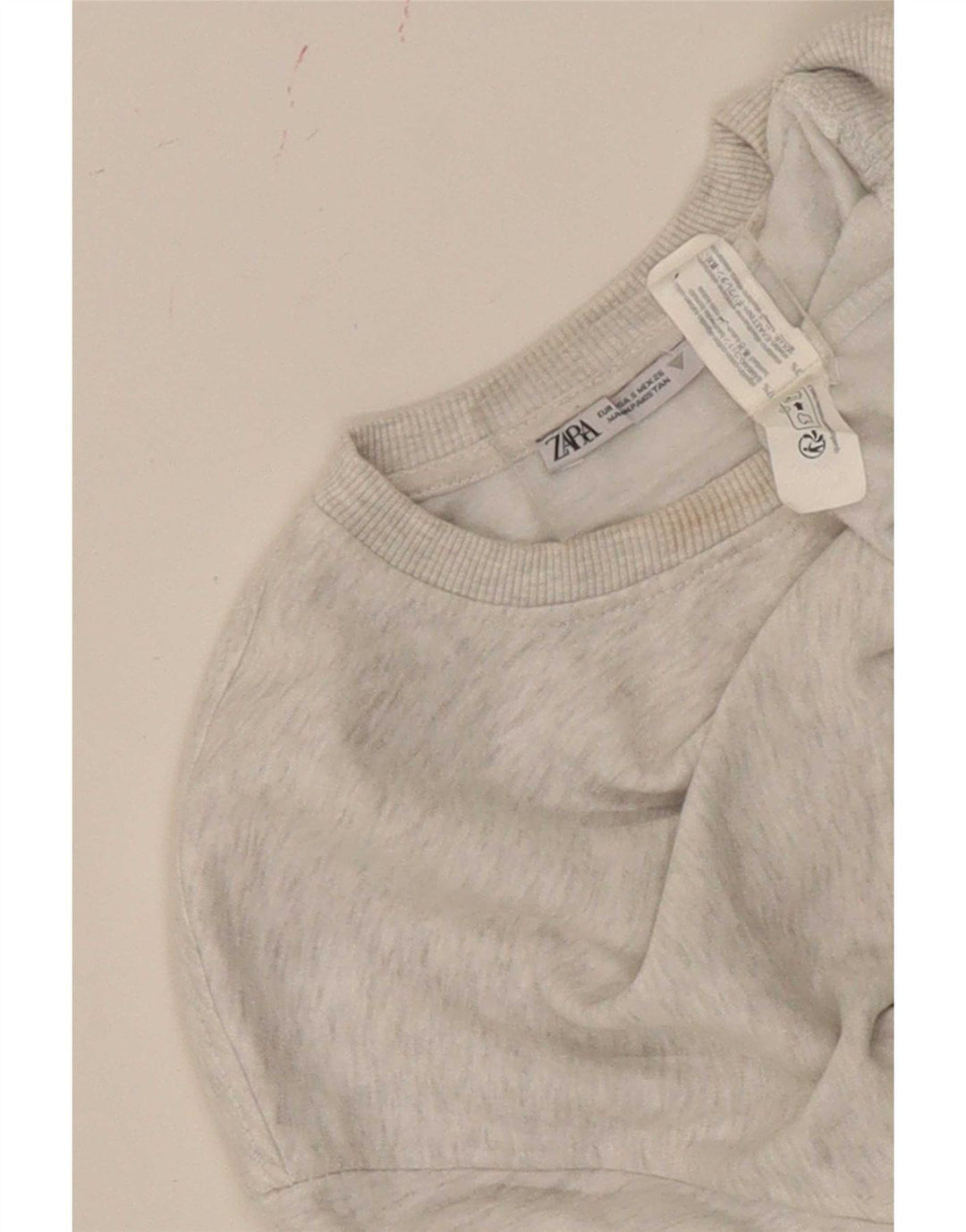 Zara moletom feminino oversized crop suéter Reino Unido 10 pequeno cinza manchado