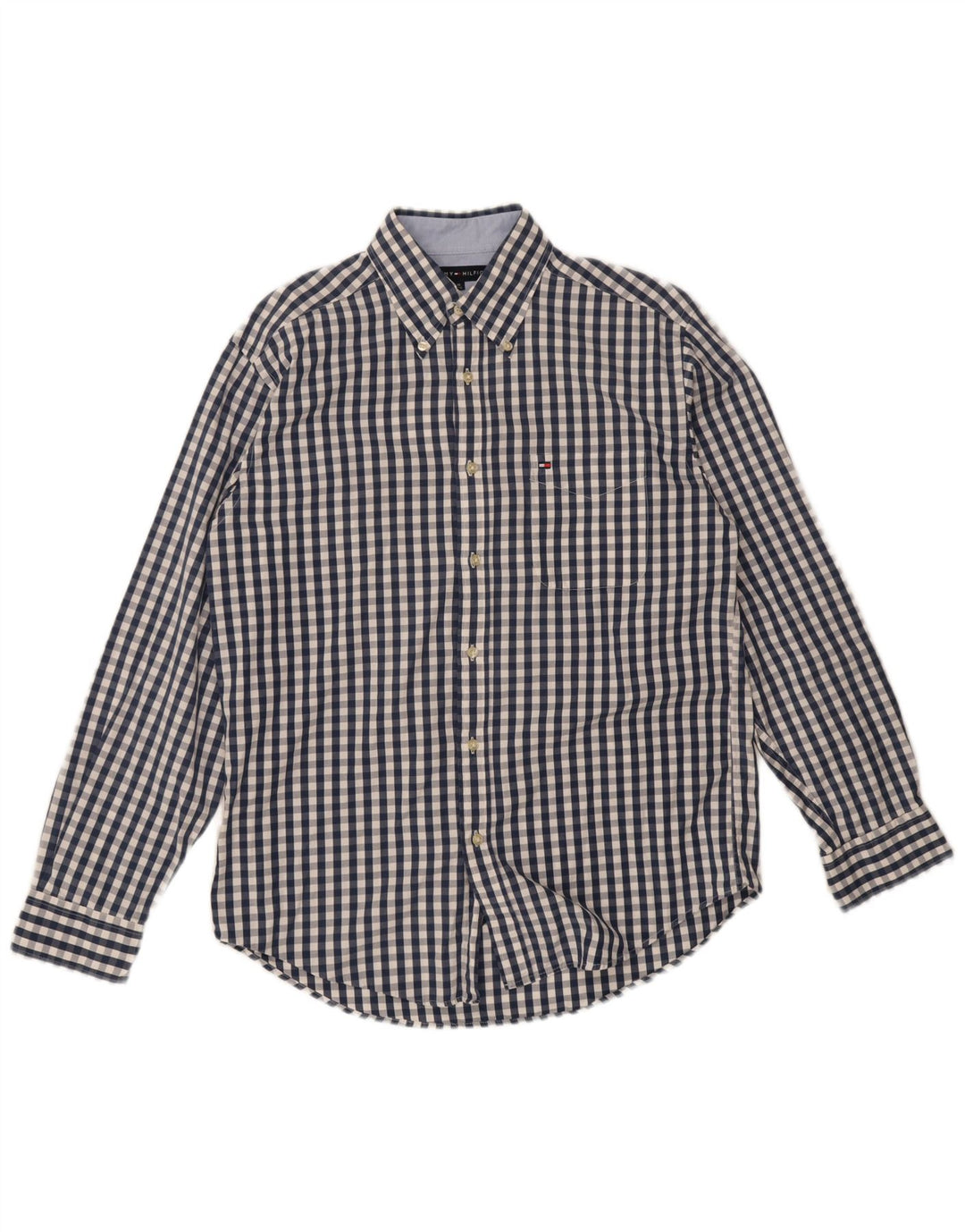 Camisa masculina Tommy Hilfiger média azul marinho algodão guingão