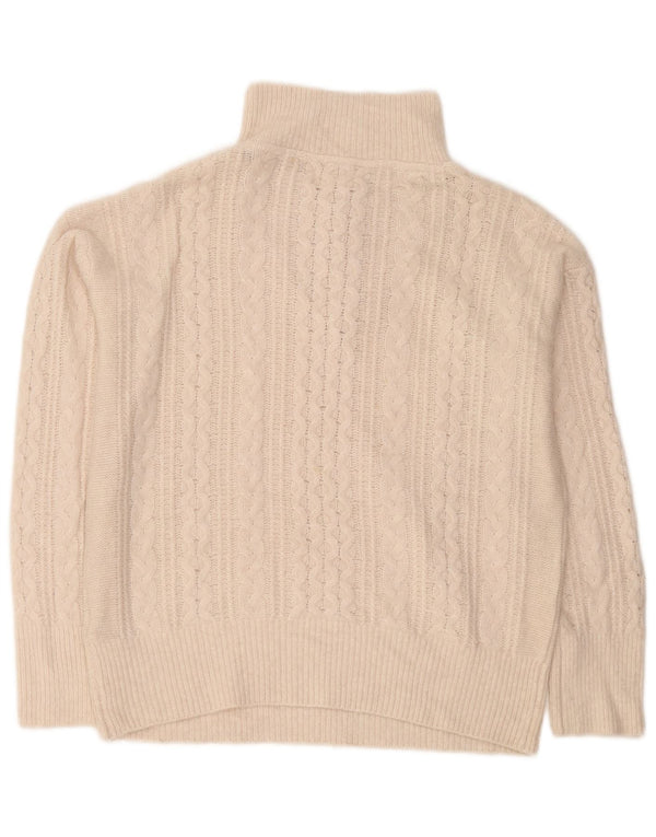 Suéter feminino Fat Face com zíper e gola alta UK 12 médio off white