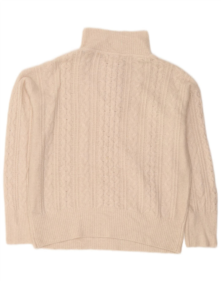 Suéter feminino Fat Face com zíper e gola alta UK 12 médio off white