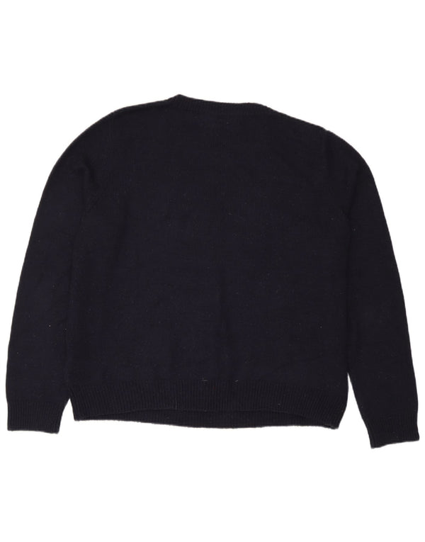 Suéter feminino Marks & Spencer com gola redonda, Reino Unido 18 XL, azul marinho, Natal