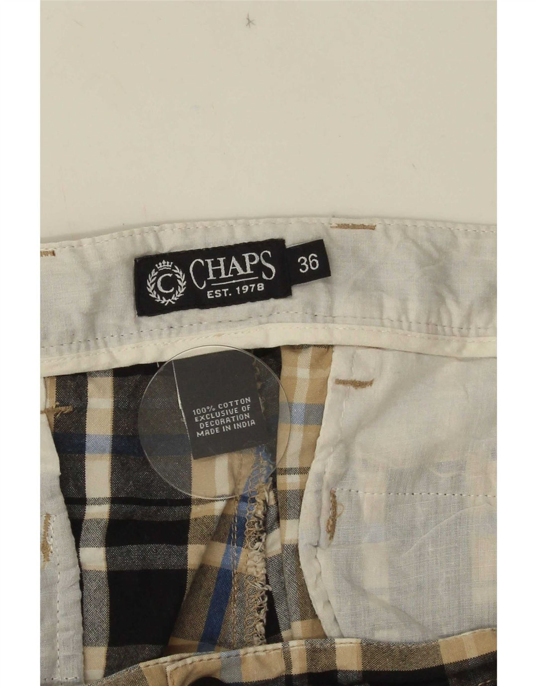 Shorts Chino Masculino Chaps W36 Grande Algodão Xadrez Multicolorido