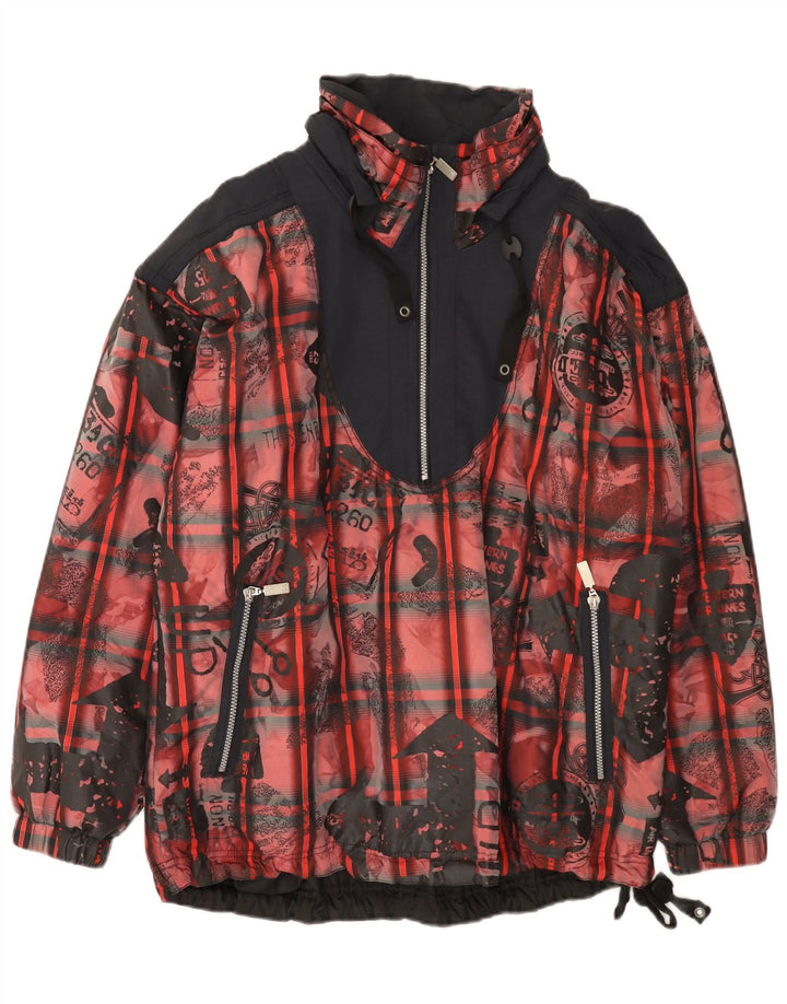 Jaqueta Anorak masculina vintage de ajuste solto Reino Unido 38 poliéster vermelho médio Colourblock