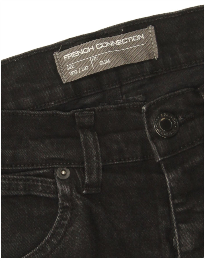 French Connection Masculino Slim Jeans W32 L32 Algodão Preto