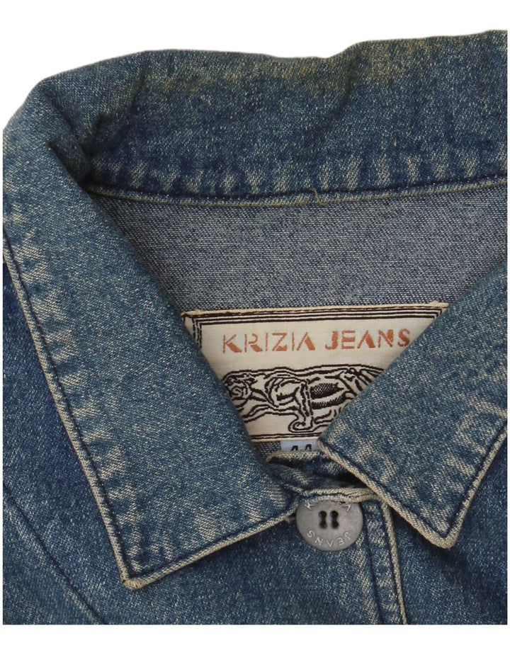 KRIZIA JEANS Jaqueta jeans feminina oversized IT 44 azul médio floral