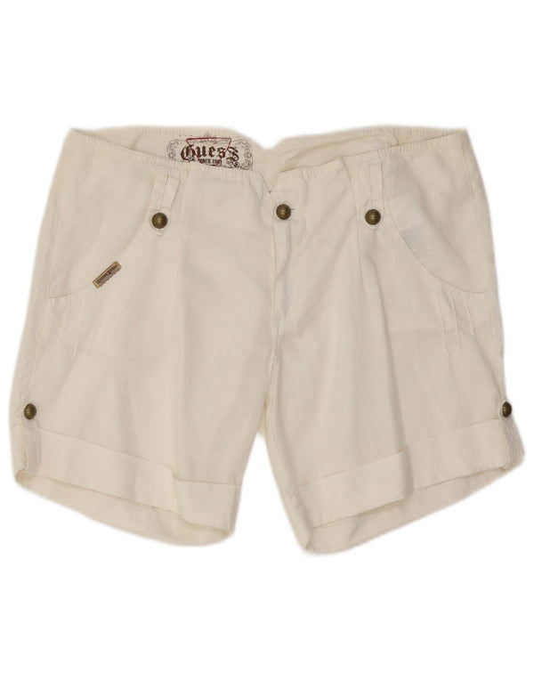 Guess Shorts feminino casual W31 médio branco rami