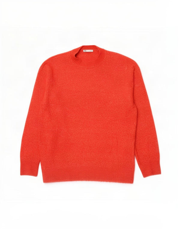 Zara Suéter masculino com gola redonda laranja médio