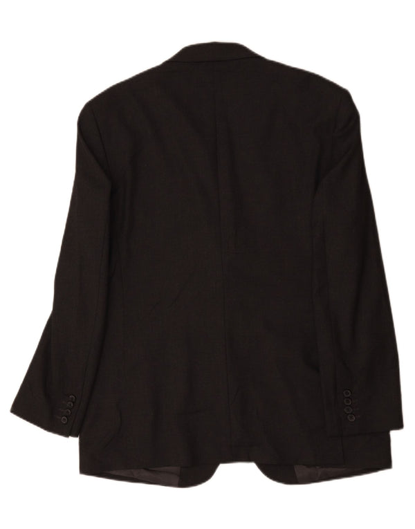 Jaqueta blazer masculina de 2 botões Marks & Spencer Reino Unido 42 poliéster cinza grande