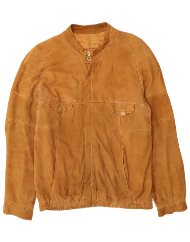 Jaqueta bomber masculina vintage de camurça UK 38 marrom médio