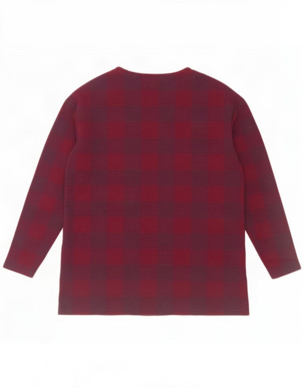 Top feminino Marks & Spencer de manga comprida UK 14 poliéster xadrez roxo grande