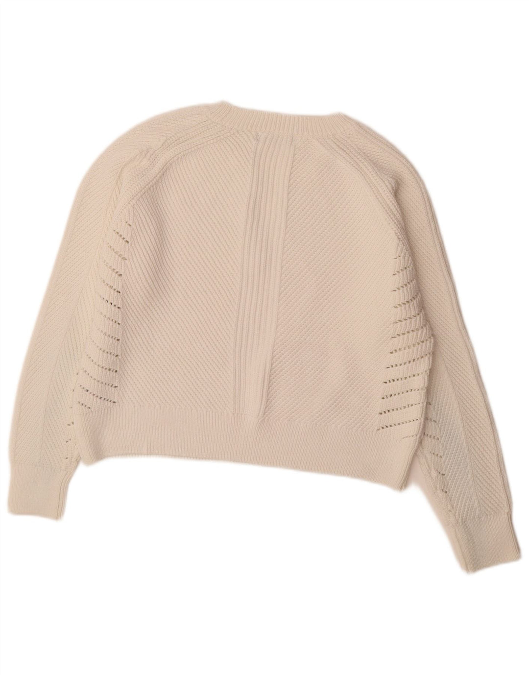 Suéter feminino Marks & Spencer com gola canoa Reino Unido 14 algodão branco médio