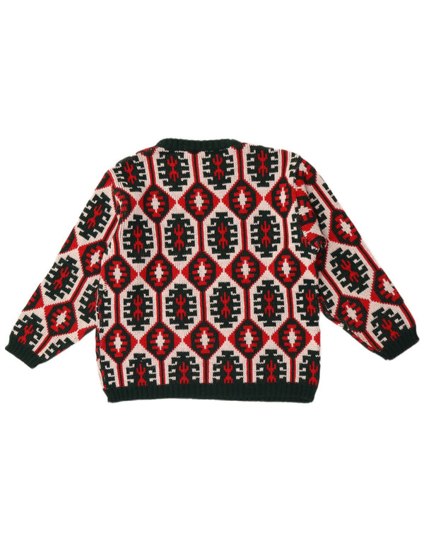 Suéter feminino vintage com gola redonda IT 48 XL multicolorido geométrico