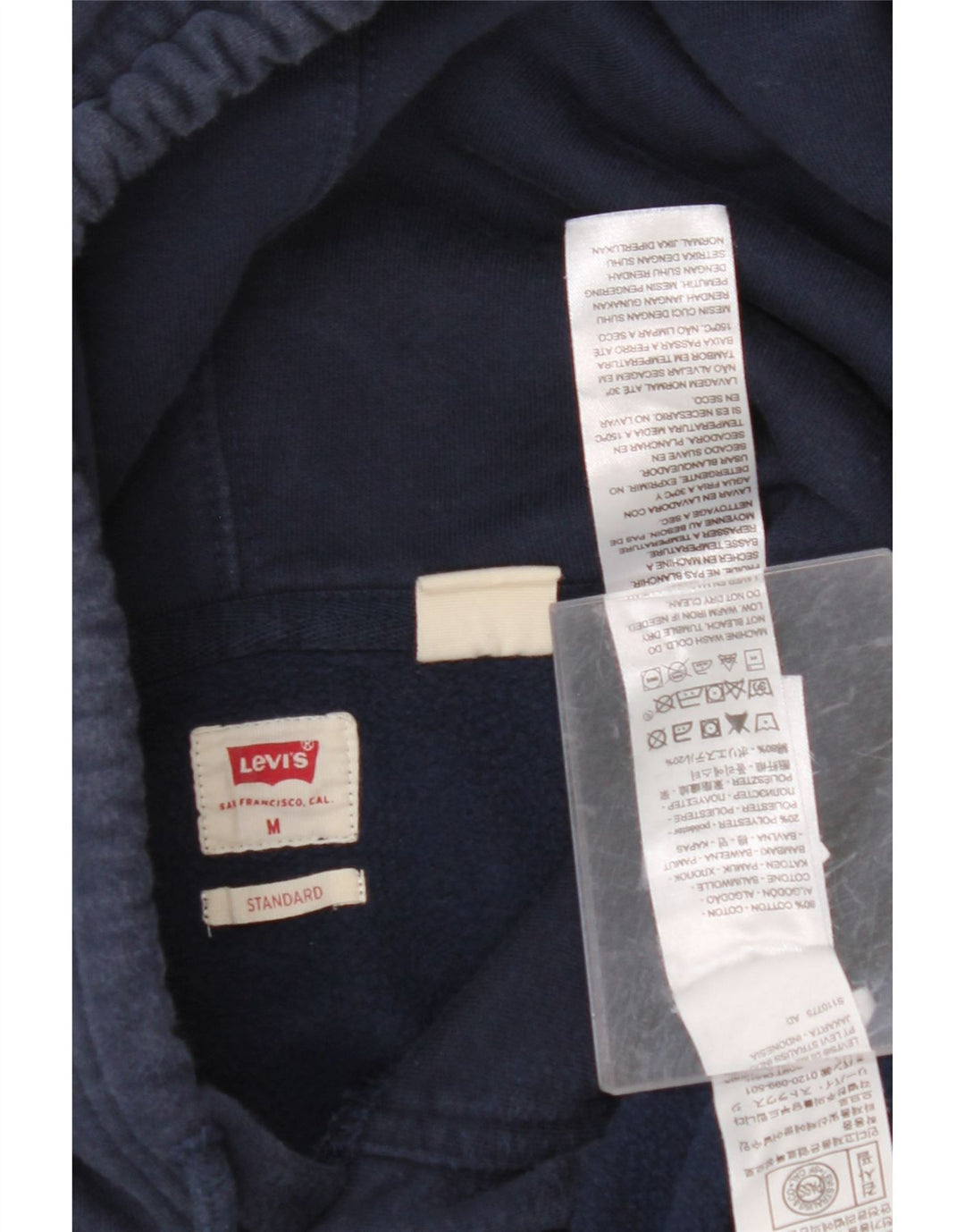 Suéter com capuz padrão masculino LEVI'S médio algodão azul marinho