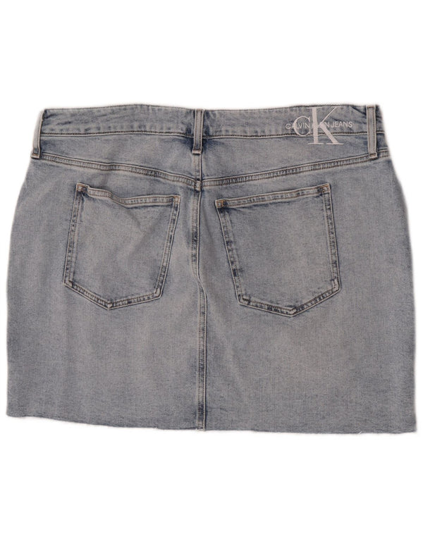Mini saia jeans feminina Calvin Klein W36 L17 azul