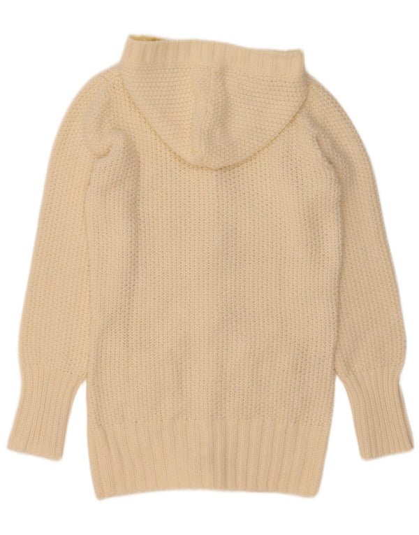 Suéter cardigã feminino vintage com capuz UK 14 Médio Off White