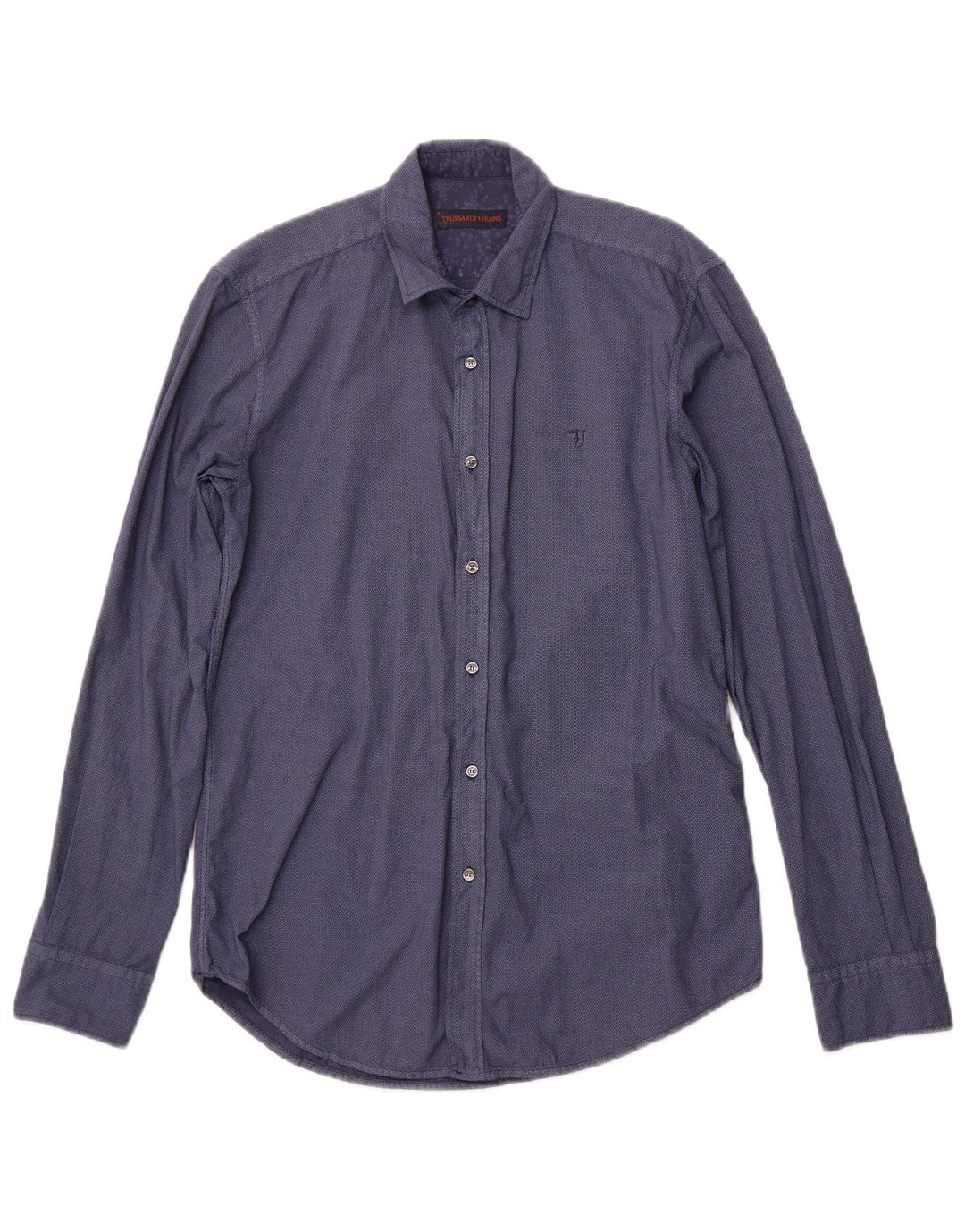 Camisa masculina TRUSSARDI JEANS tamanho 38 algodão geométrico azul marinho médio