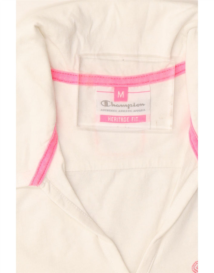 Camisa polo feminina CHAMPION Heritage Fit UK 12 médio branco