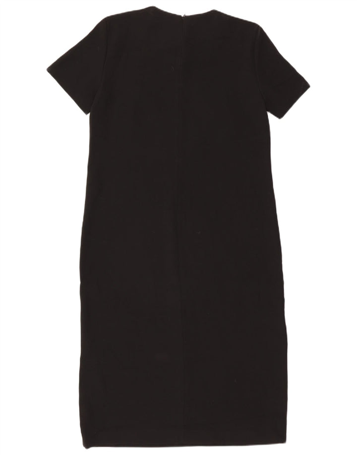 Vestido bainha feminino Zara Reino Unido 14 grande poliéster preto