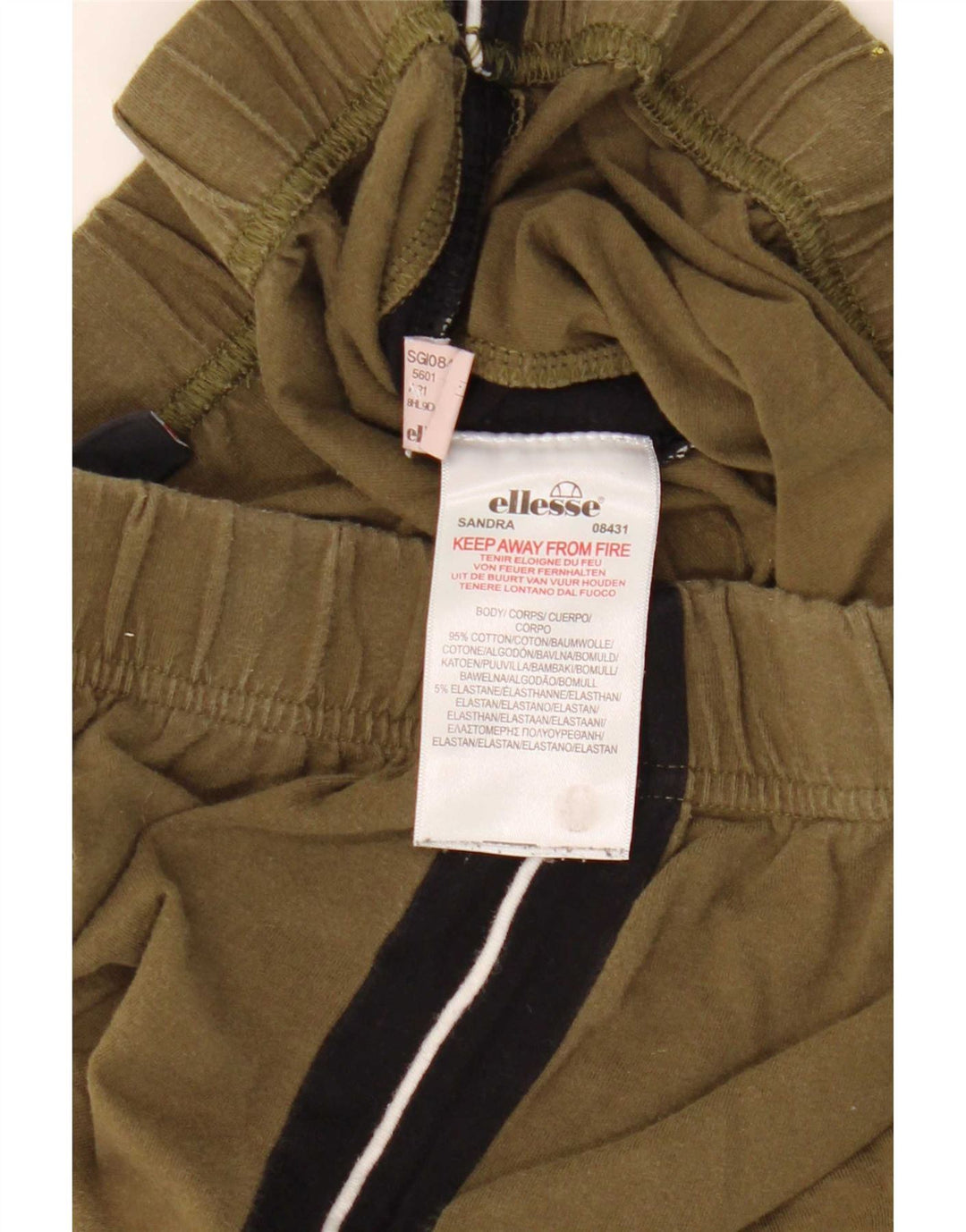 Leggings femininas Ellesse UK 12 algodão colorblock cáqui médio