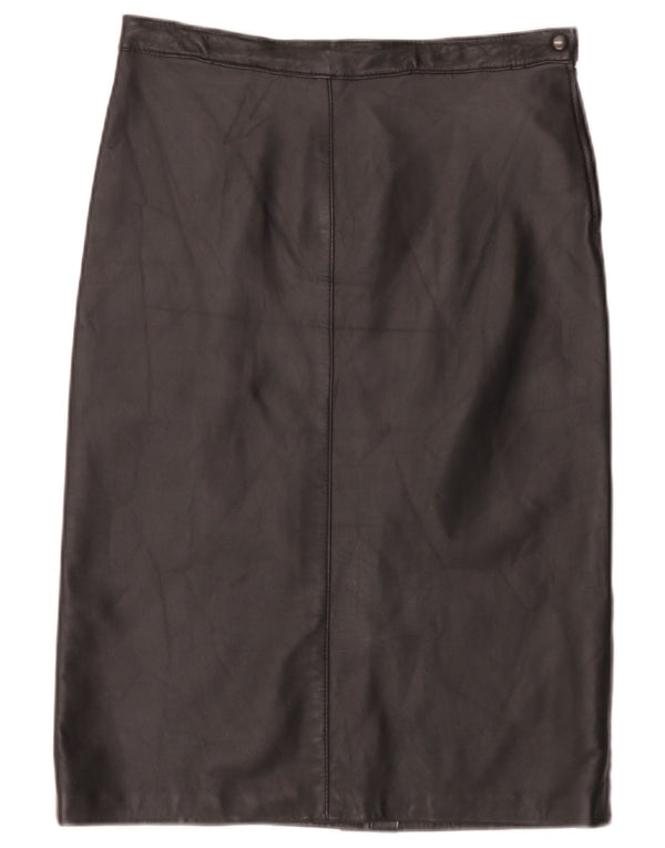 Saia de couro feminina vintage W30 média preta