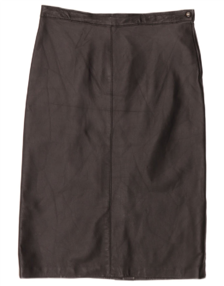 Saia de couro feminina vintage W30 média preta