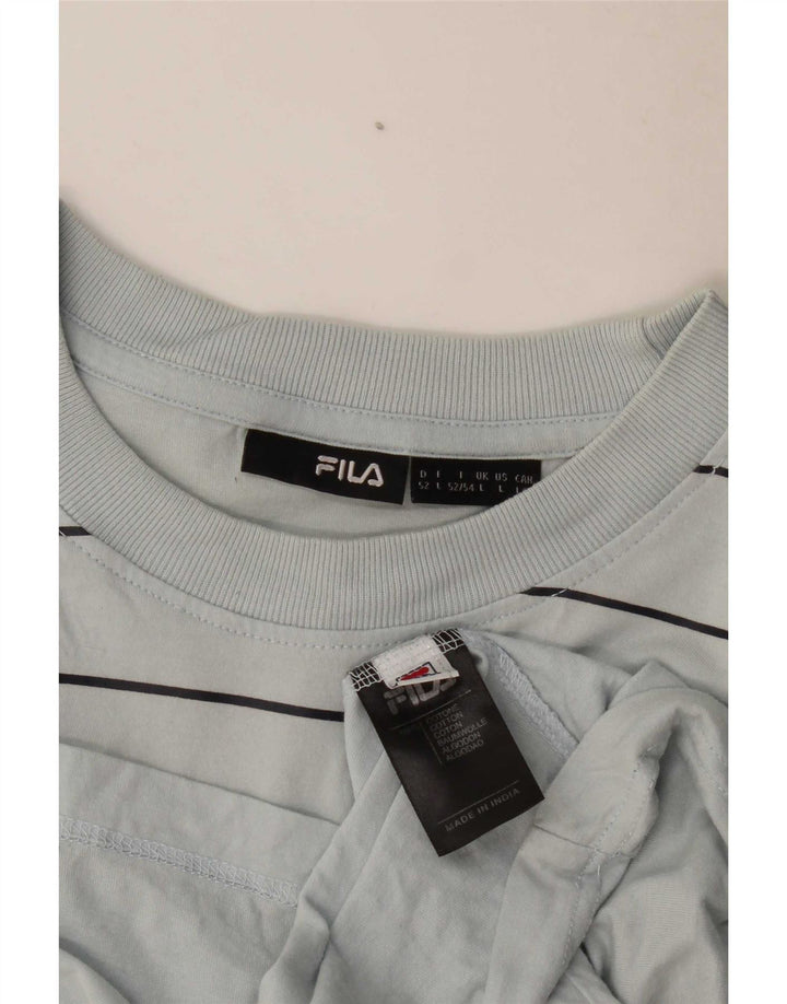 Fila Mens Graphic T-Shirt Top Grande Algodão Listrado Cinza