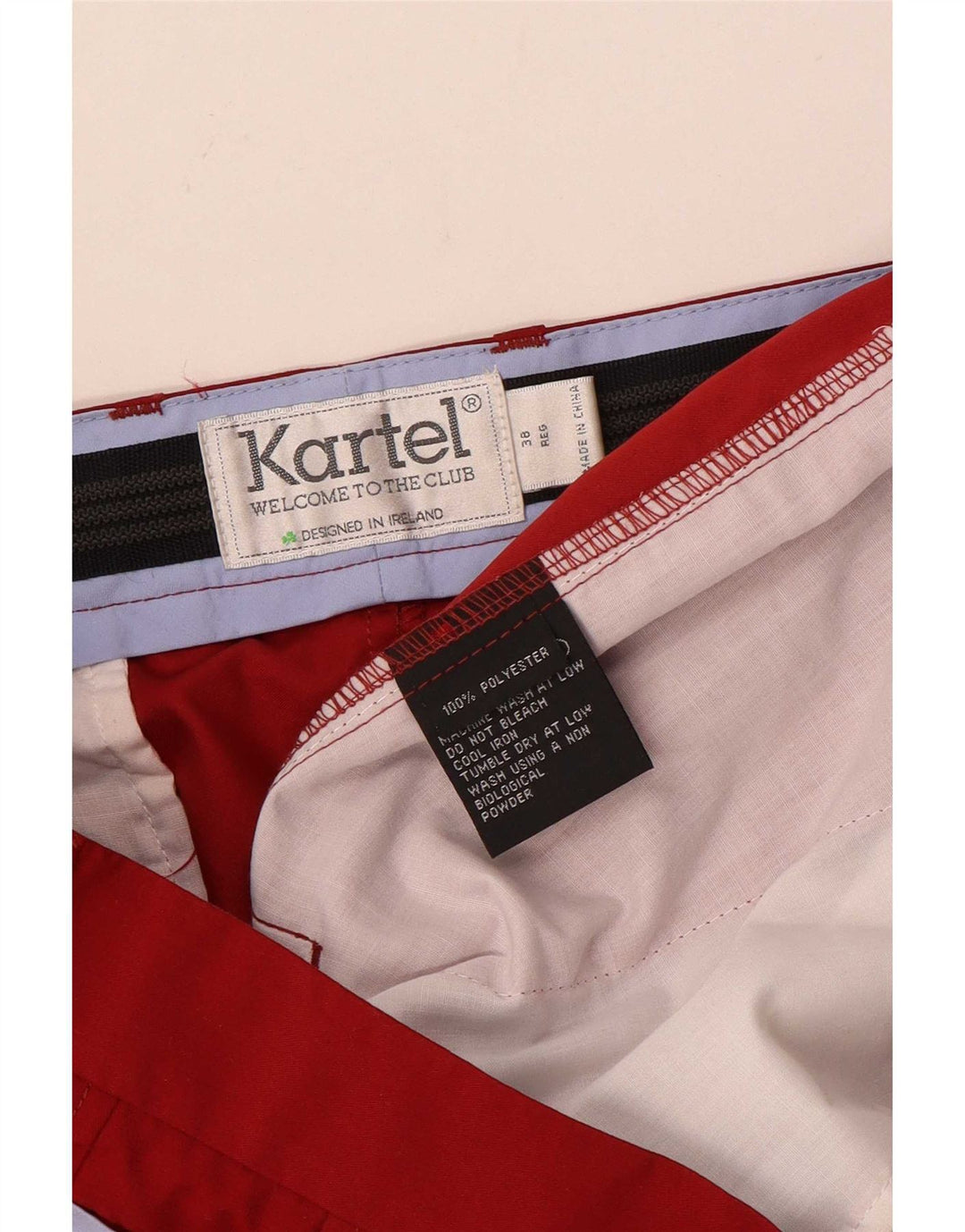 Calça masculina de terno reto Kartel W38 L33 poliéster vermelho