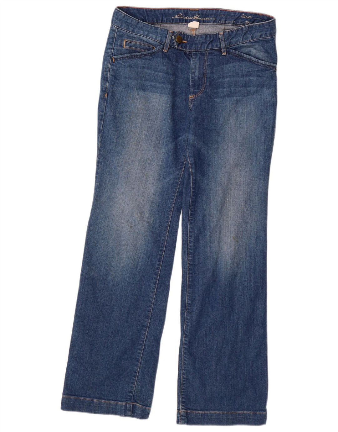 EDDIE BAUER Jeans feminino Curvy Bootcut EUA 8 médio W32 L30 algodão azul
