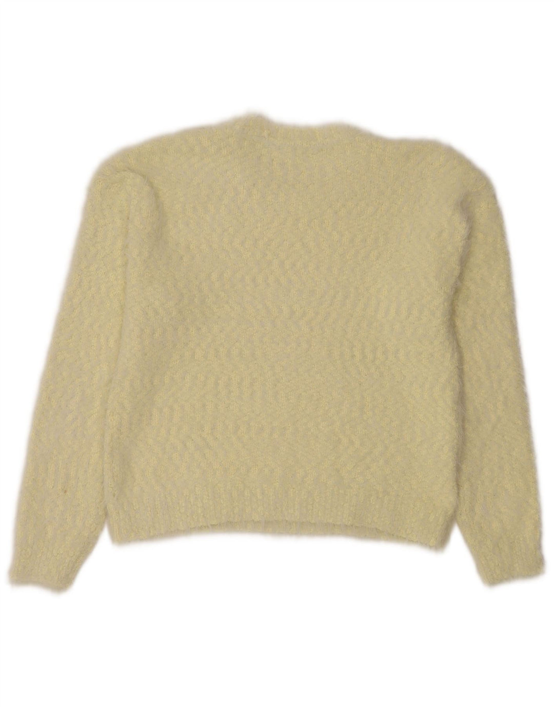 Suéter feminino Marks & Spencer com gola redonda Reino Unido 12 médio amarelo manchado