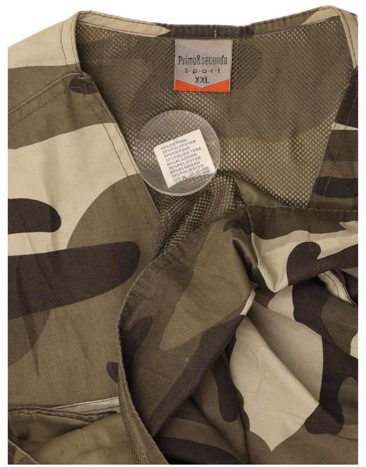 Colete utilitário masculino VINTAGE UK 44 2XL algodão camuflado cáqui