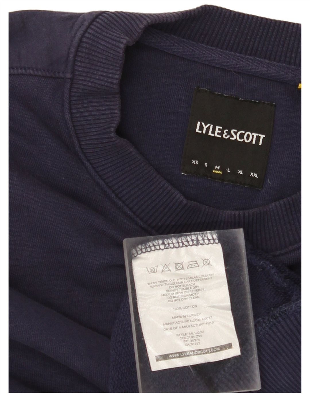 LYLE & SCOTT moletom masculino jumper médio azul marinho algodão
