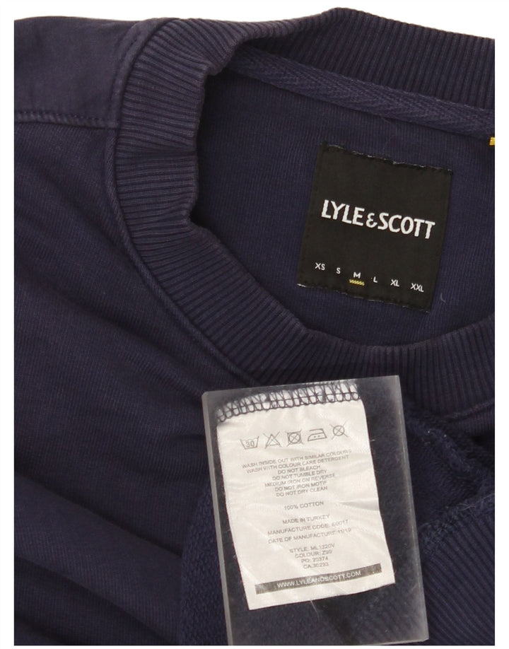 LYLE & SCOTT moletom masculino jumper médio azul marinho algodão