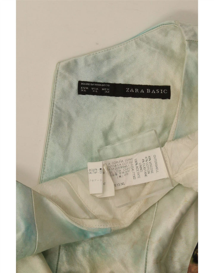 Vestido feminino Zara com estampa abstrata sem mangas evasê UK 18 XL multicolorido