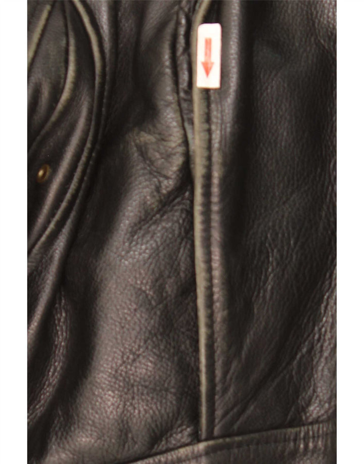 Jaqueta de couro militar masculina vintage UK 42 XL preta