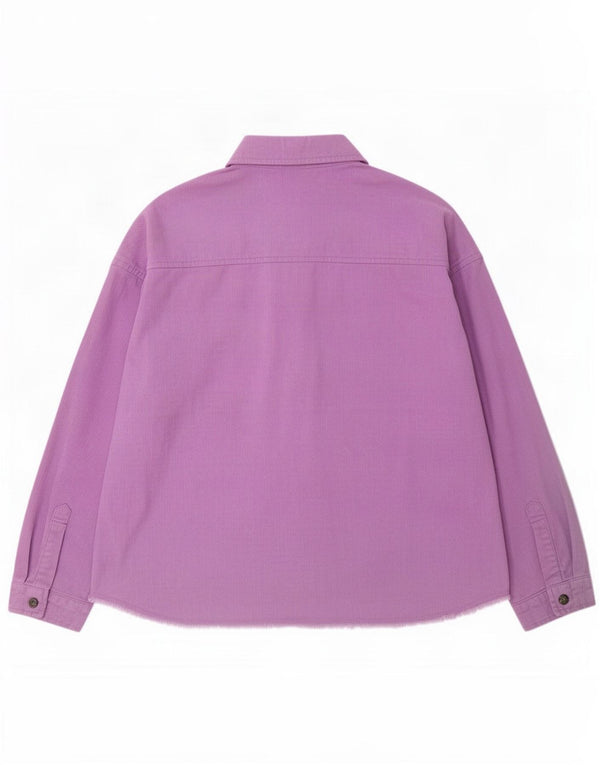 Jaqueta feminina de veludo cotelê Zara UK 16 grande algodão roxo