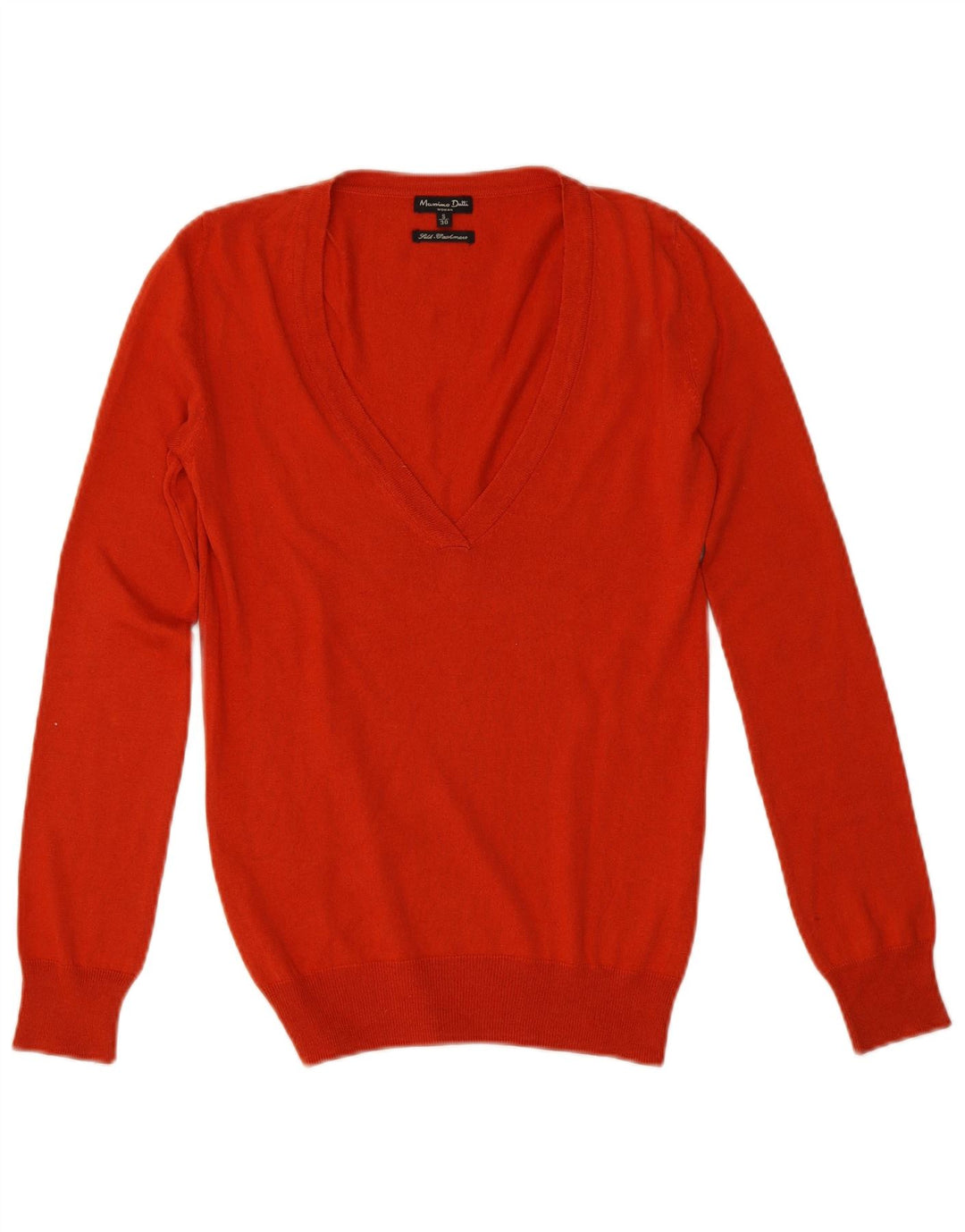 Suéter feminino Massimo Dutti com decote em V Reino Unido 10 seda laranja pequena