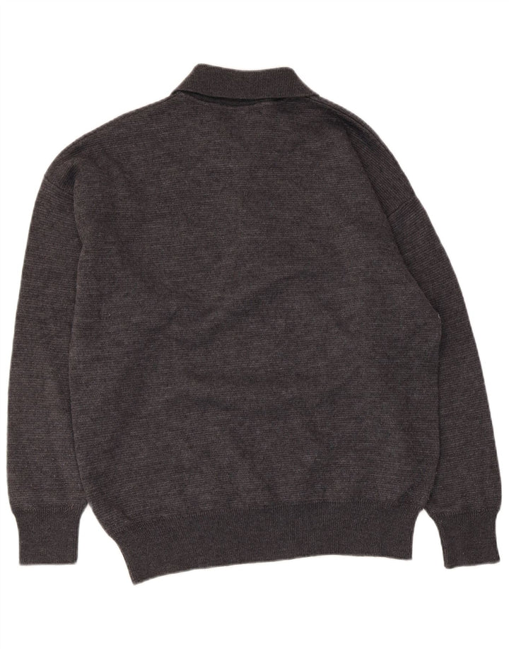 Il Granchio Suéter masculino com gola polo e gola polo cinza médio Argyle/Diamante
