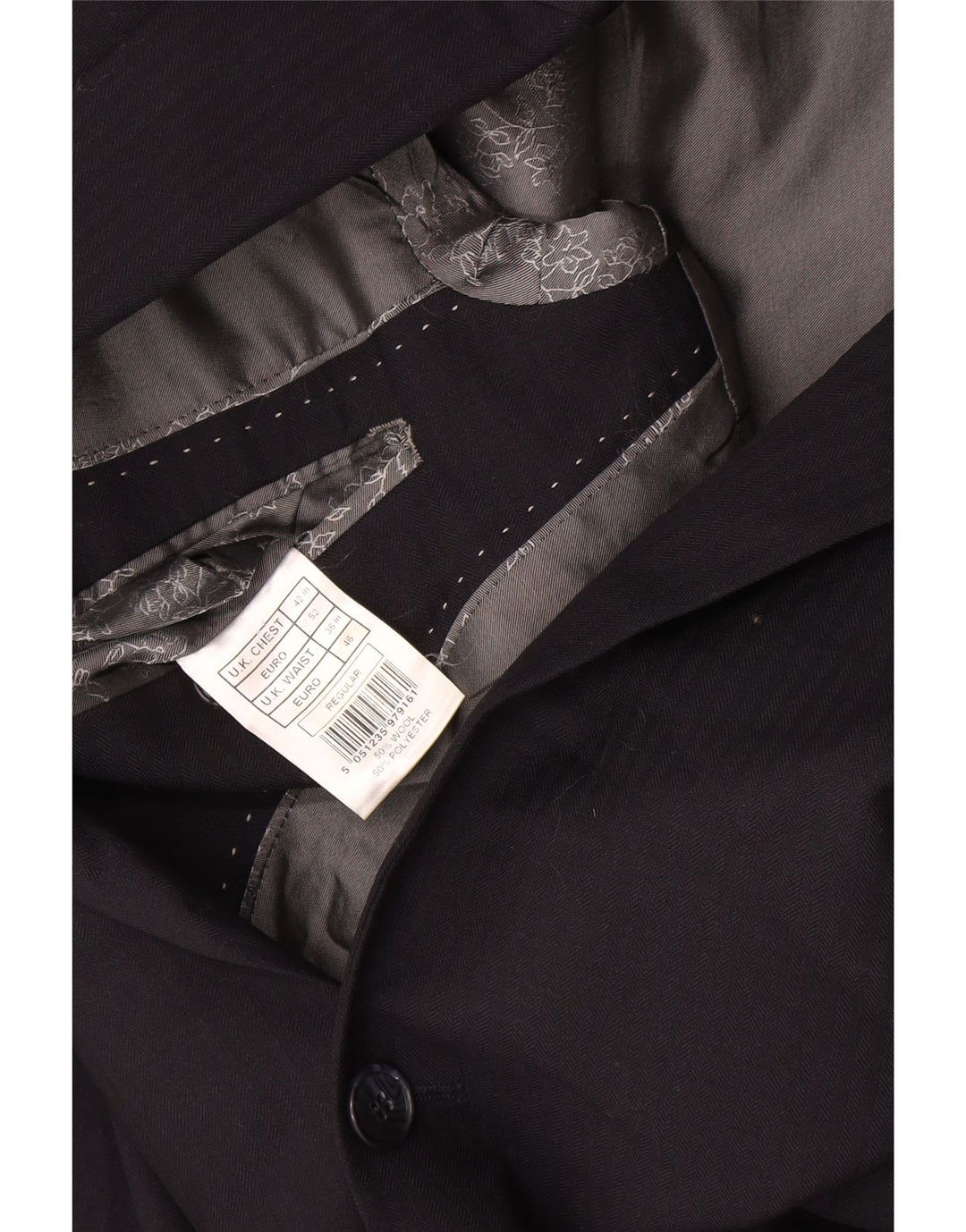 Jaqueta blazer masculina Pierre Cardin com 2 botões Reino Unido 42 XL azul marinho poliéster