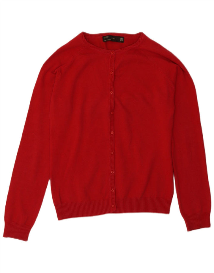 Suéter cardigã feminino Zara Reino Unido 12 algodão vermelho médio