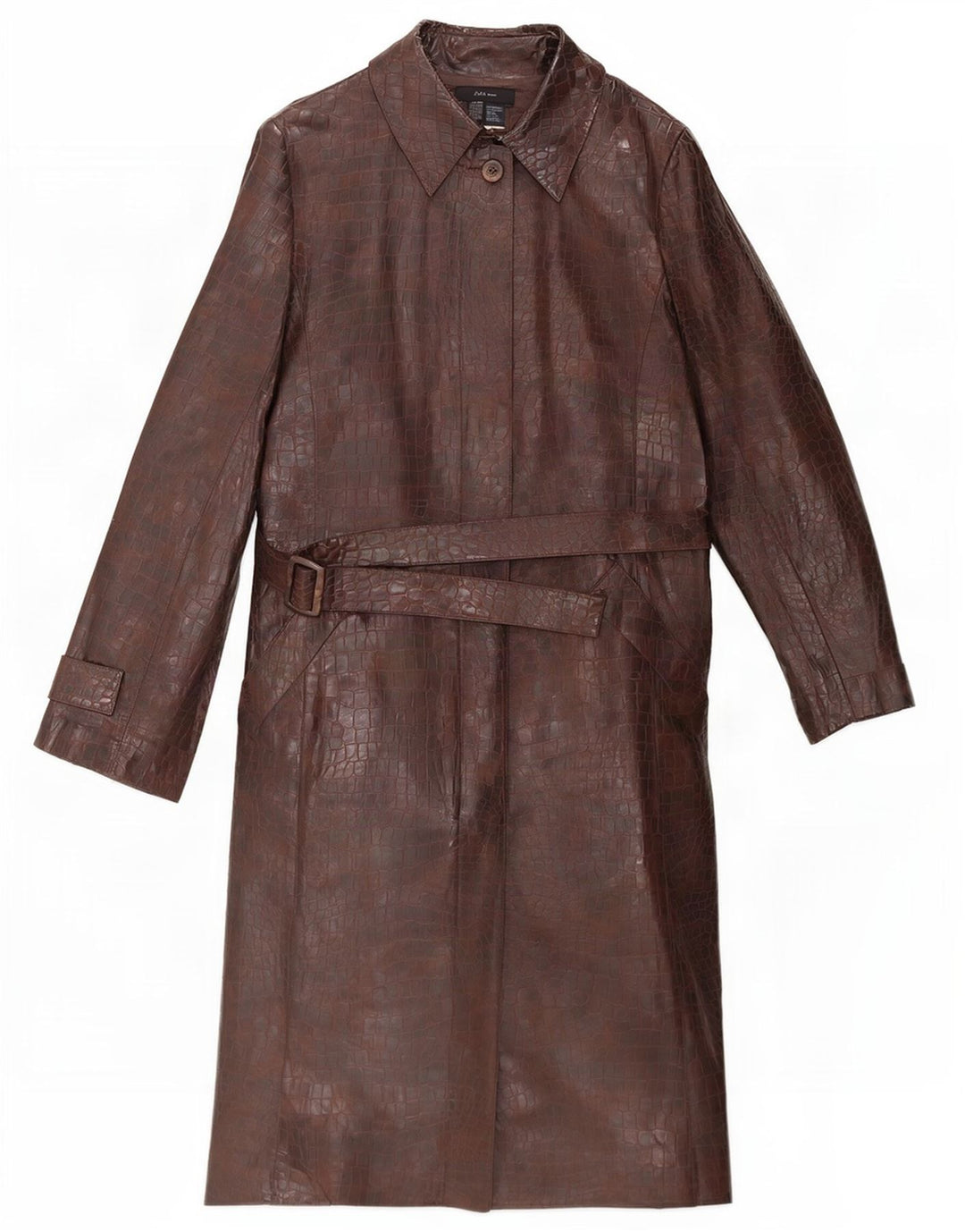 Sobretudo feminino de couro sintético Zara UK 12 poliéster marrom médio com estampa animal