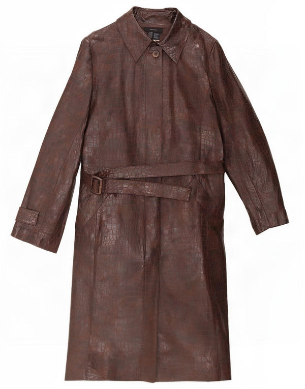 Sobretudo feminino de couro sintético Zara UK 12 poliéster marrom médio com estampa animal