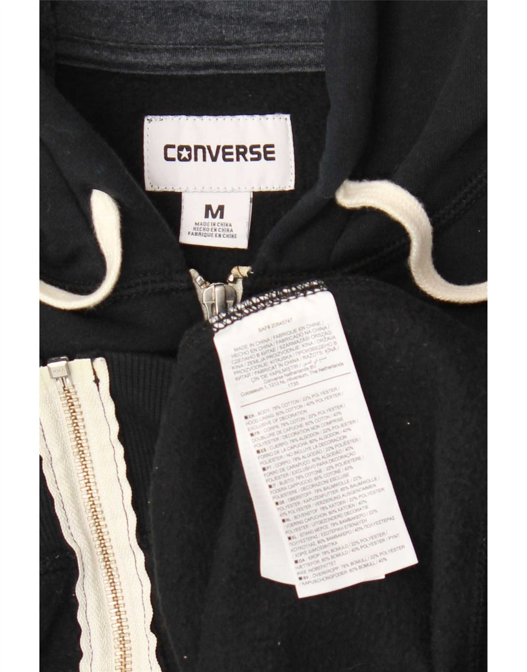 Suéter Converse masculino com capuz e zíper médio azul marinho algodão