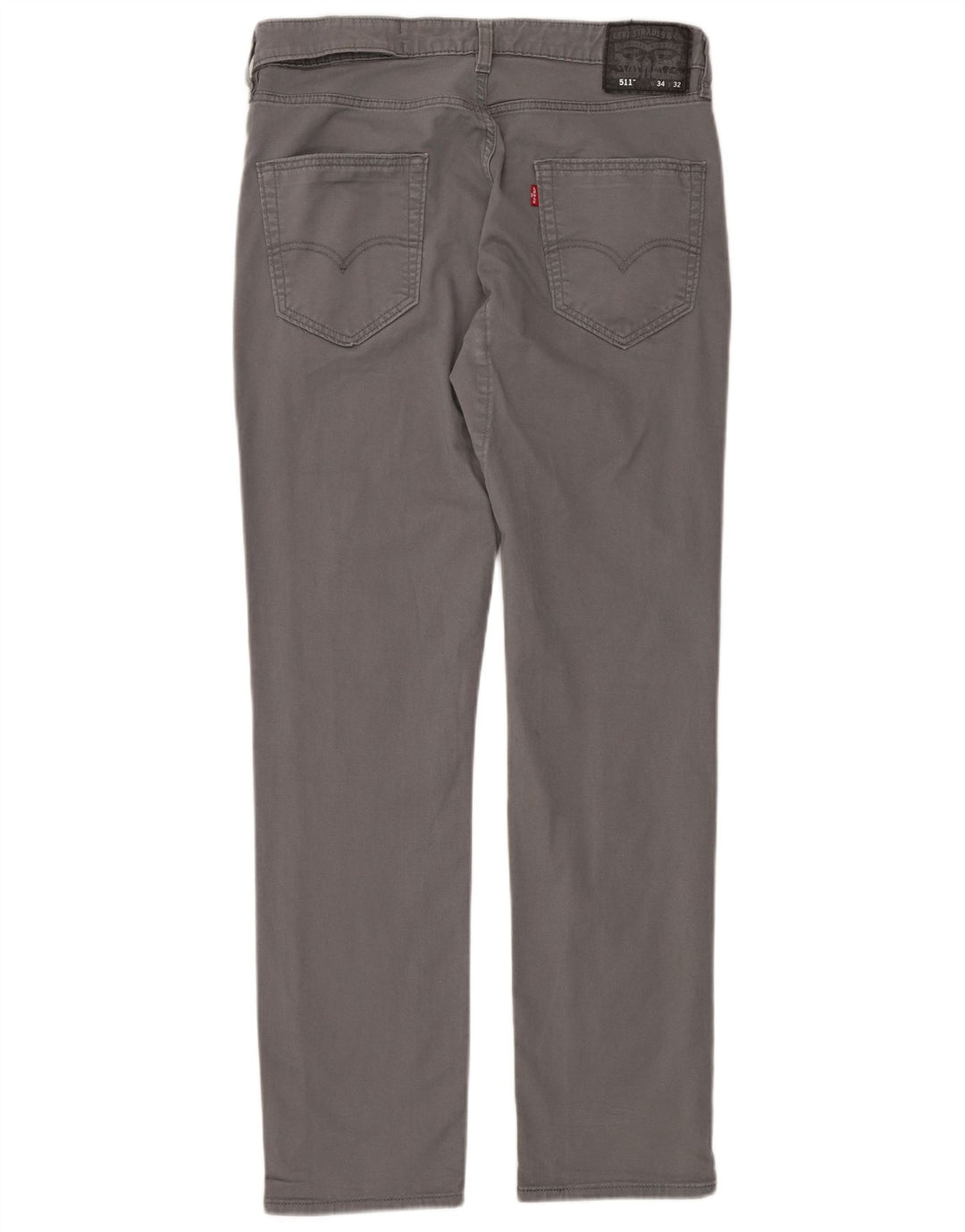 Calças Chino masculinas 511 Slim da LEVI W34 L32 algodão cinza
