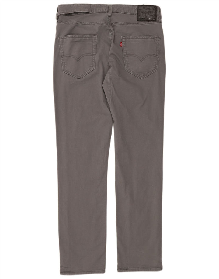 Calças Chino masculinas 511 Slim da LEVI W34 L32 algodão cinza