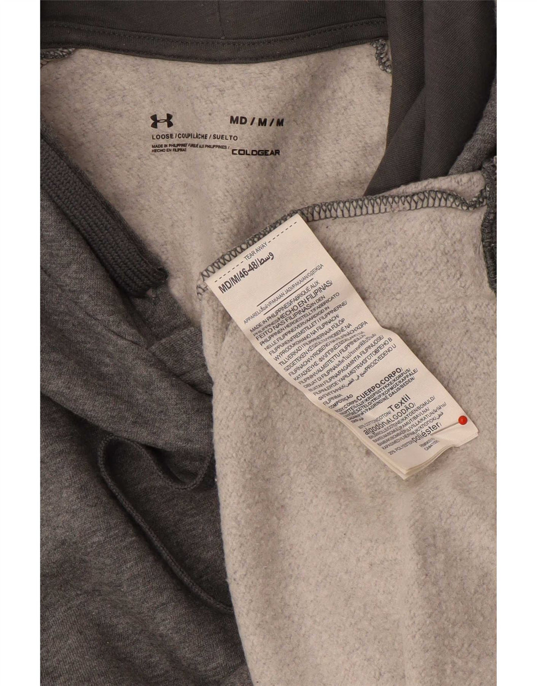 Under Armour Mens Cold Gear Hoodie Jumper Médio Algodão Cinza