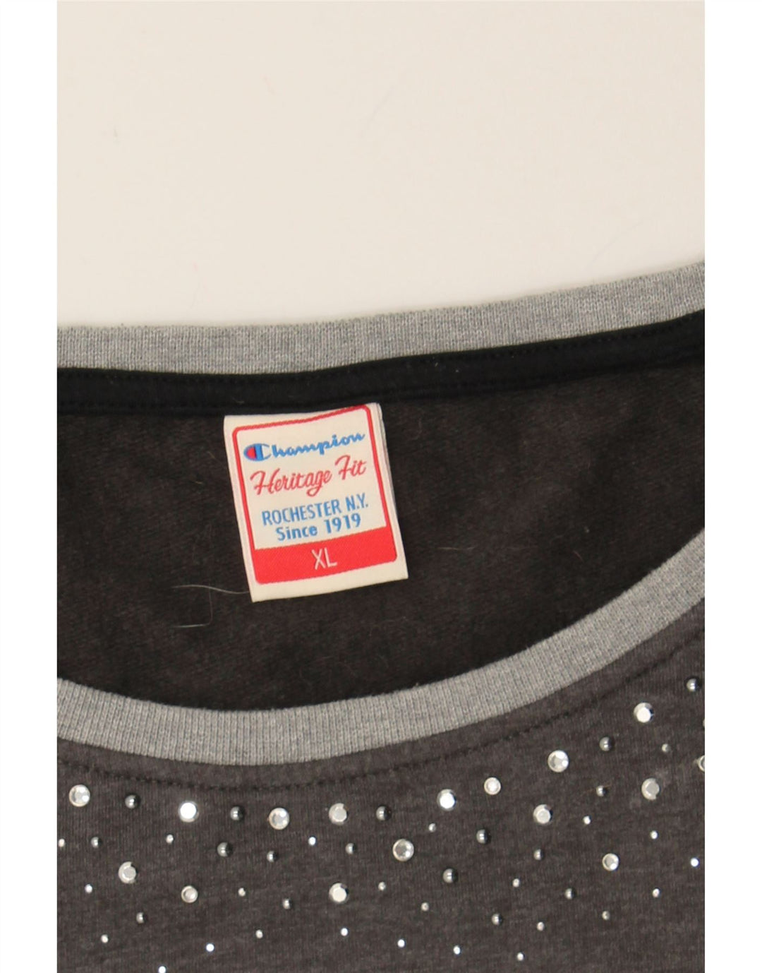 CHAMPION Womens Longline Sweatshirt Jumper UK 18 XL Grey Colourblock Vintage Champion and Second-Hand Champion from Messina Hembry 