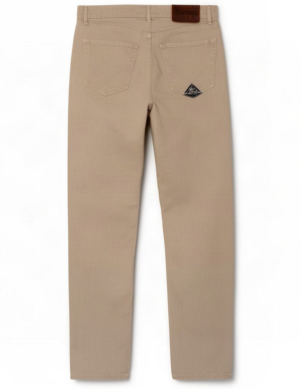 Roy Rogers Mens Slim Fit Calça Casual W34 L32 Algodão Bege