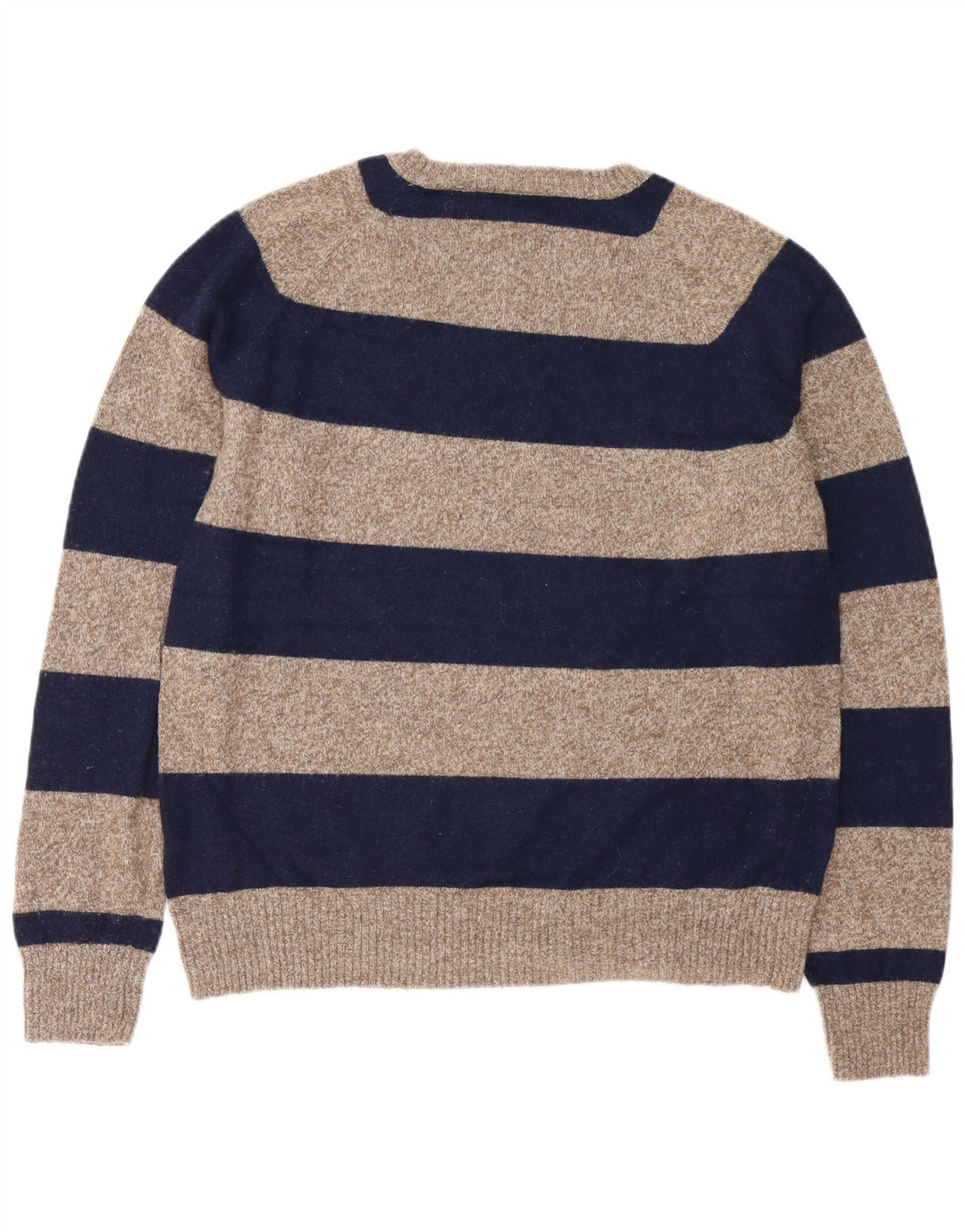 J. CREW Suéter masculino com gola redonda, grande poliamida listrada azul marinho
