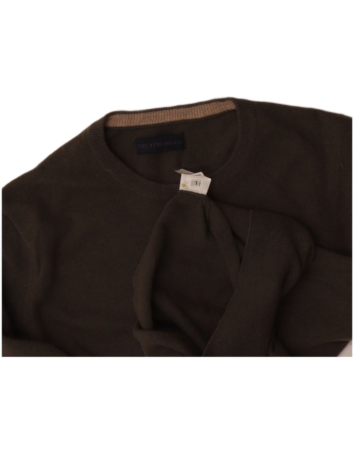 Suéter masculino TRUSSARDI com gola redonda, grande lã cinza